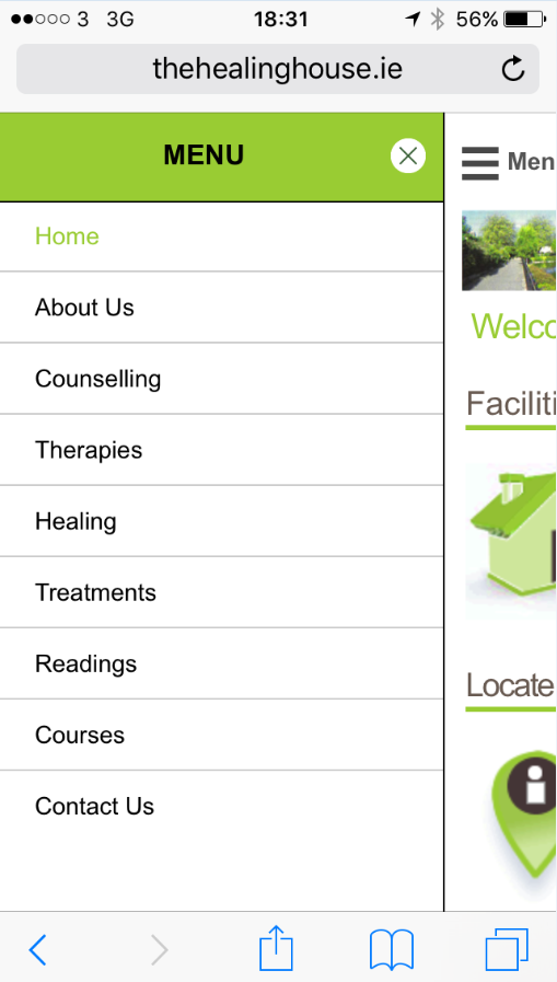 Responsive Web Design - After - Menus - www.thehealinghouse.ie