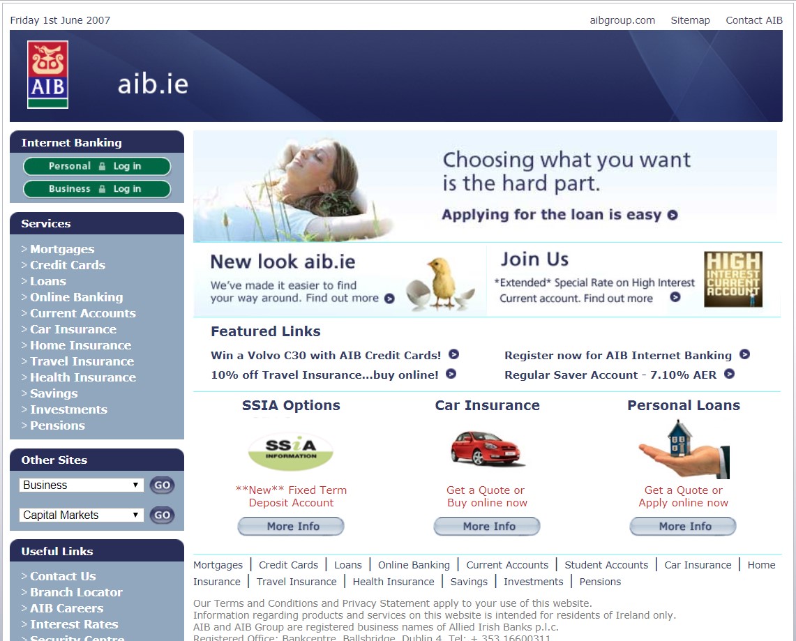 Webdesign - AIB – www.AIB.ie - 2007