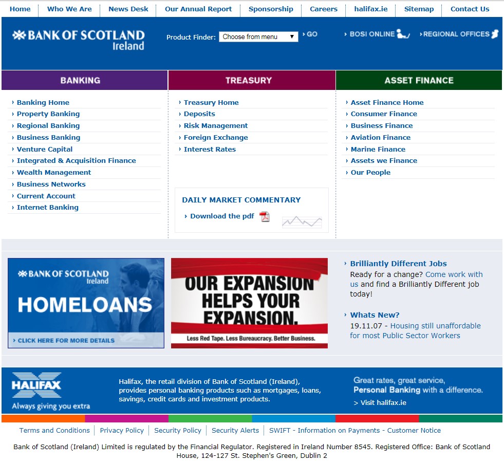 Webdesign - Bank of Scotland (Ireland) - 2007