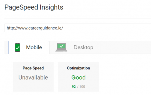 Page Speed – Career Guidance Website – Mobile – 92%