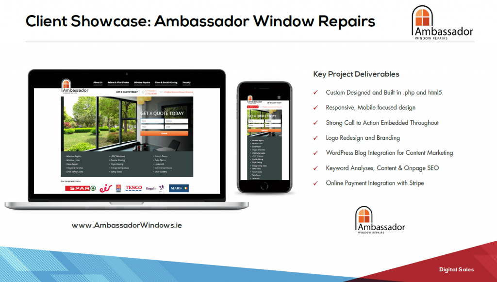Website Design Dublin Client - Ambassador Windows