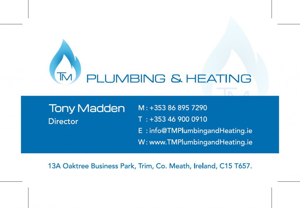 TM Plumbing & Heating Business Card Front