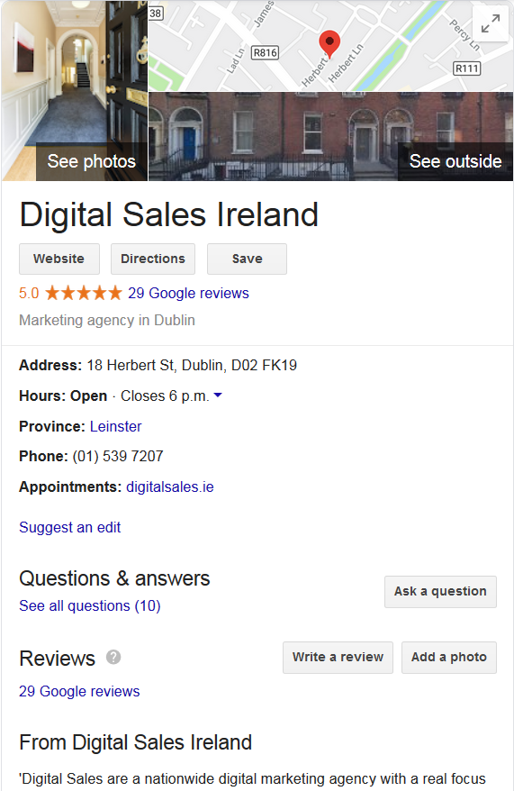 Google My Business - Digital Sales Ireland