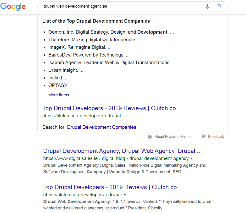 Drupal Web Development Agencies - Organis Position 1