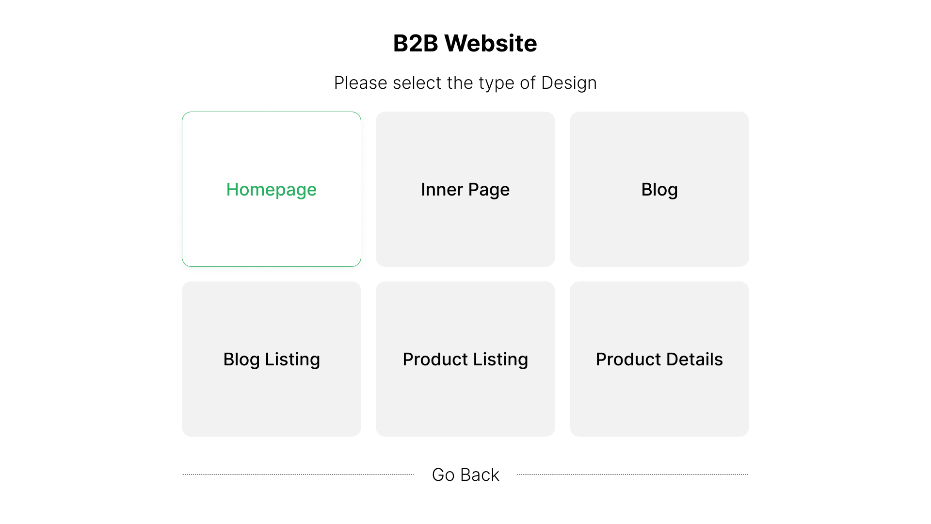 Step 2 - Type of Design Draft - B2B Website