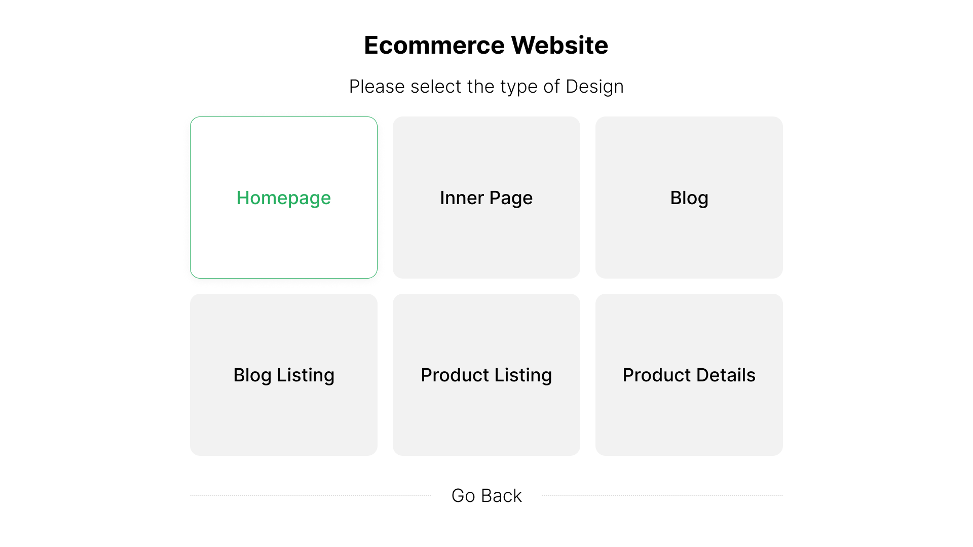 Step 2.2 - Type of Design Draft - Ecommerce Website
