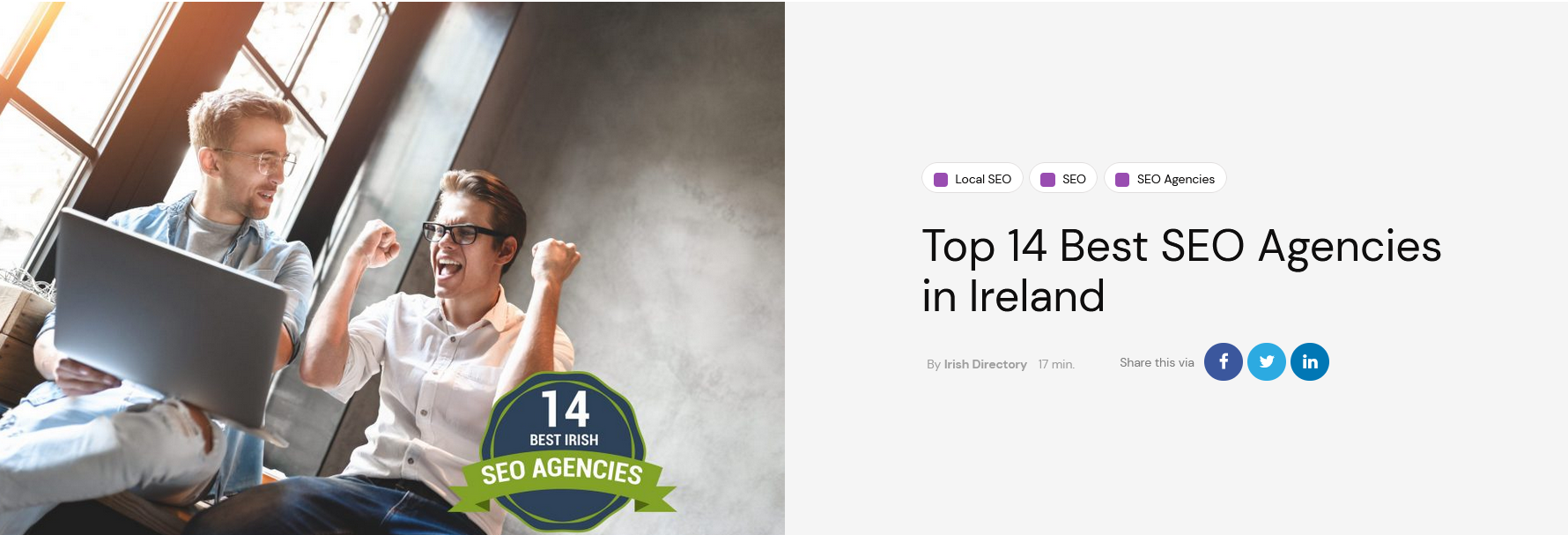 Great News!!  Digital Sales have been awarded as a Top SEO Agency in Ireland…well done to the SEO Team.